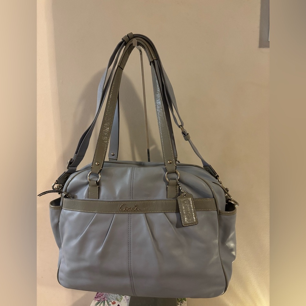 COACH ADDISON MULTI FUNCTION DIAPER BAG SATCHEL SKY BLUE LEATHER F18374 CROSSBOD - Picture 2 of 16